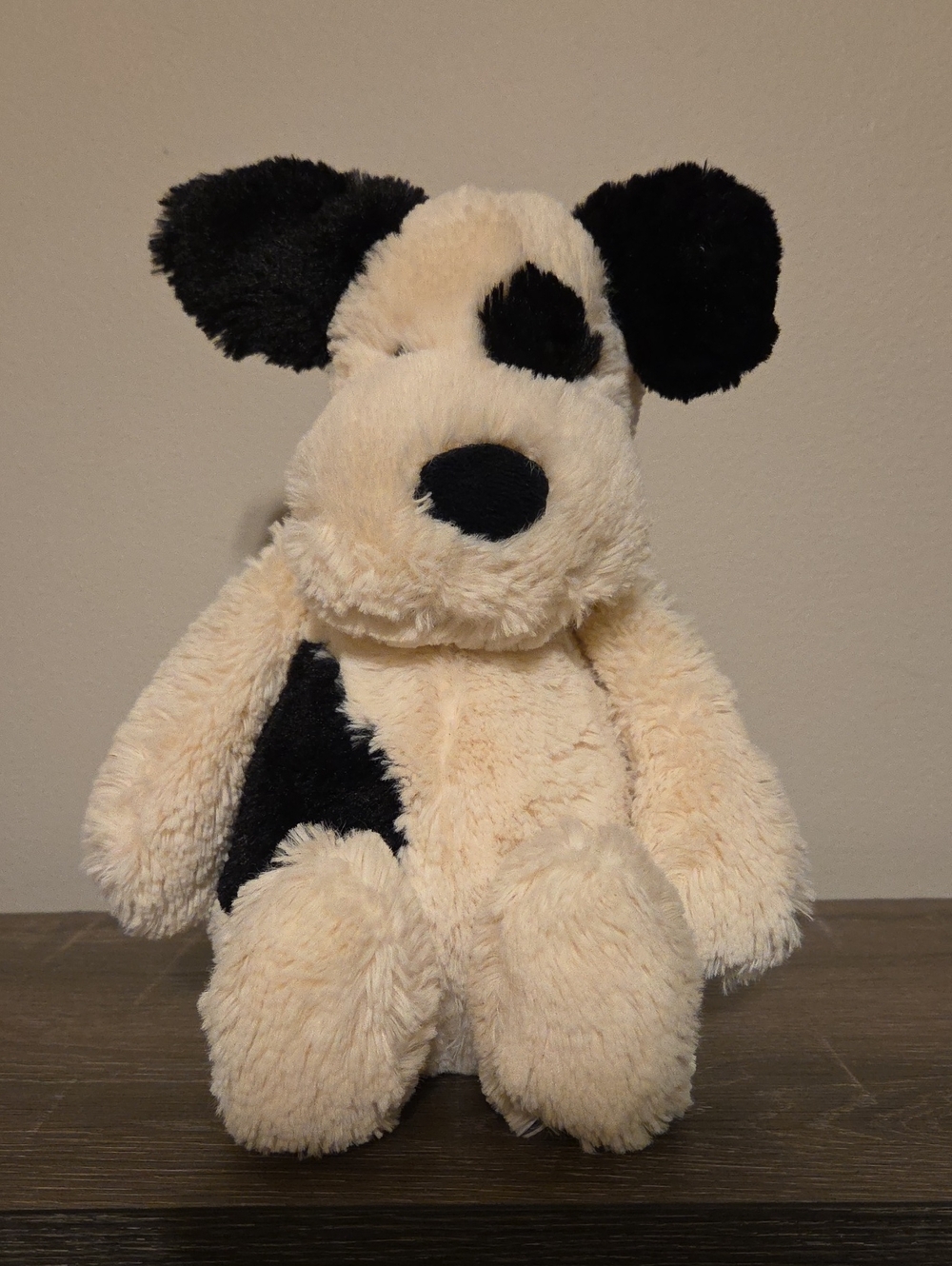 JELLYCAT 12-inch Bashful Black & Cream Puppy